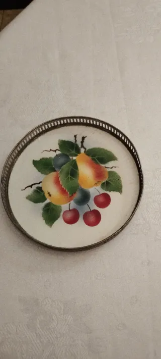 3 Bandejas Vintage Porcelana y Alpaca