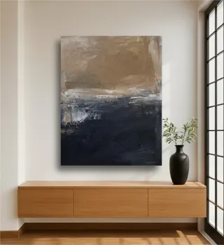 Cuadro abstracto marrón negro con textura(nuevo)