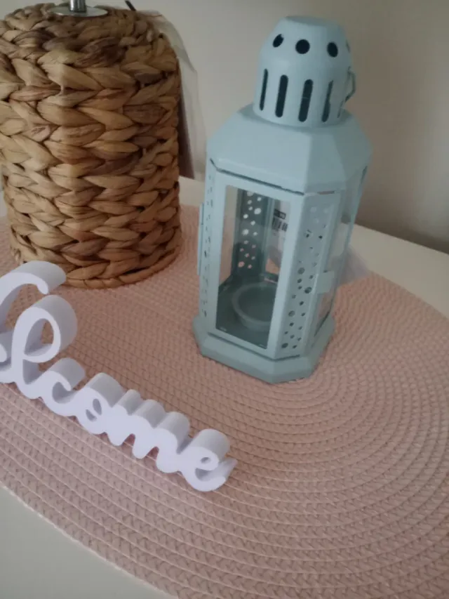 Candelabro azul metal y cristal sin estrenar