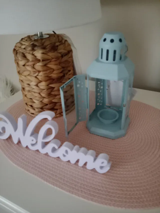 Candelabro azul metal y cristal sin estrenar