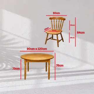 Mesa redonda extensible + 4 Sillas de Madera