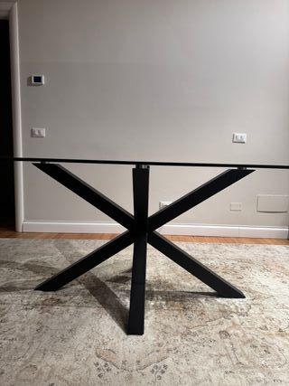 Tavolo Vetro 200x100cm - Base Nera