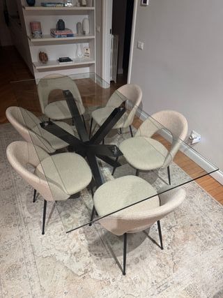 Tavolo Vetro 200x100cm - Base Nera