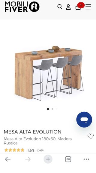 EXCEPCIONAL Mesa alta tipo barra de madera rústica