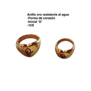 Anillo Dorado Inicial ‘O’ Resistente al Agua