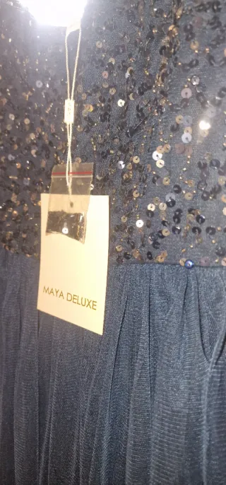 Vestido fiesta lentejuelas Maya deluxe,azul marino