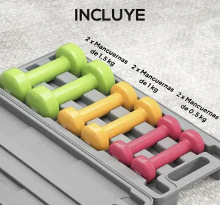 Set di 6 manubri colorati con borsa