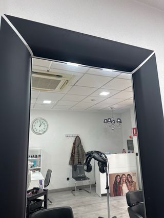 URGE Espejo grande negro y plateado