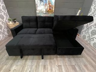Sofá Cama Negro Terciopelo