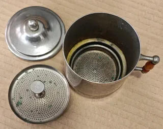 Lote 2 cafeteras italianas vintage asas madera