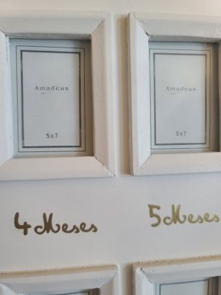 Porta Retrato Bebé Meses Madera Maciza