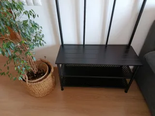 Perchero banco zapatero metal madera