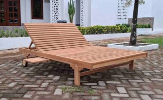 Tumbona doble teca jardín