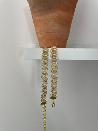 Collar choker ondas dorado y plateado