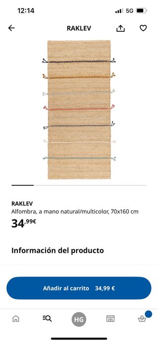 Alfombra de yute con tiras de colores