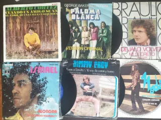 LOTE 6 VINILOS SINGLES LATINO POP ROCK