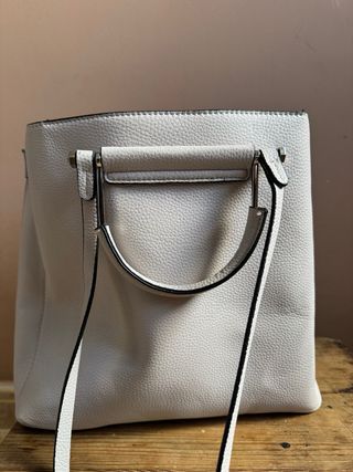 Bolso Tote Blanco Roto Piel Sintética
