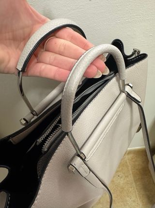 Bolso Tote Blanco Roto Piel Sintética