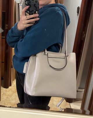 Bolso Tote Blanco Roto Piel Sintética