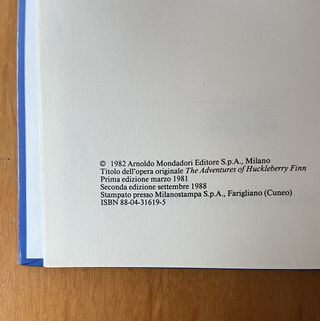 LE AVVENTURE DI HUCKLEBERRY FINN - Mondadori 1988