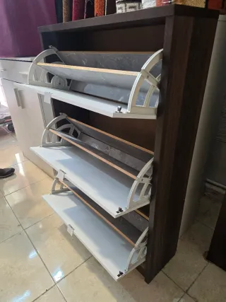 Zapatero 3 cajones blanco y marrón