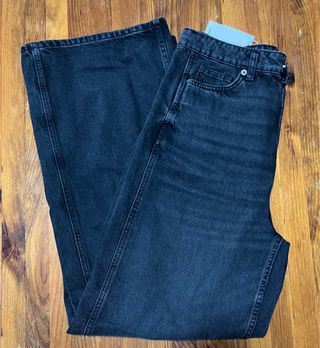 Jeans Balloon Tiro Alto Negro Mango