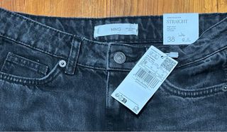 Jeans Balloon Tiro Alto Negro Mango