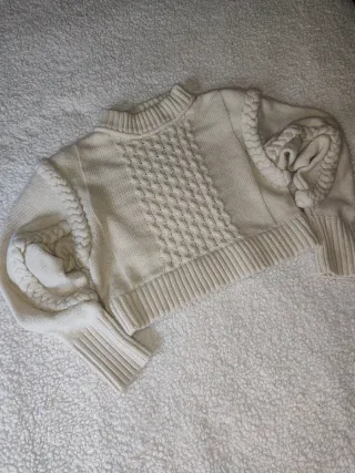 Jersey Zara Punto Trenzado Talla M Beige