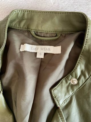 Chaqueta de cuero verde militar Talla S