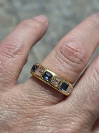 Anillo Acero Circonitas Multicolor ,ajustable