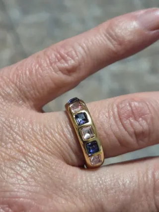 Anillo Acero Circonitas Multicolor ,ajustable