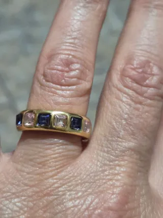 Anillo Acero Circonitas Multicolor ,ajustable