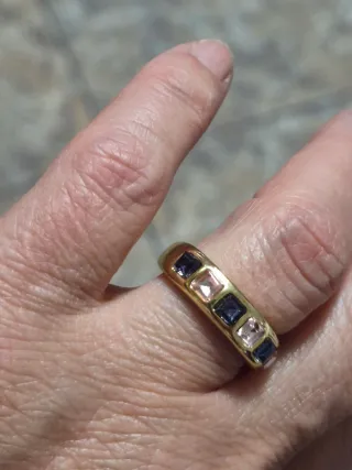 Anillo Acero Circonitas Multicolor ,ajustable