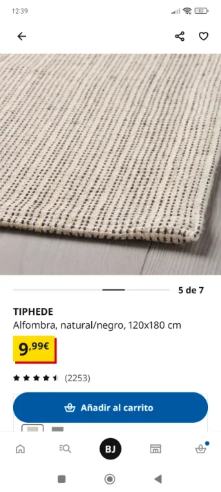 Alfombra TIPHEDE Ikea 120x180cm
