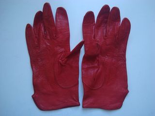 Guantes de piel rojos vintage años 50