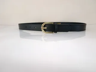 Cintura donna pelle nera fibbia oro