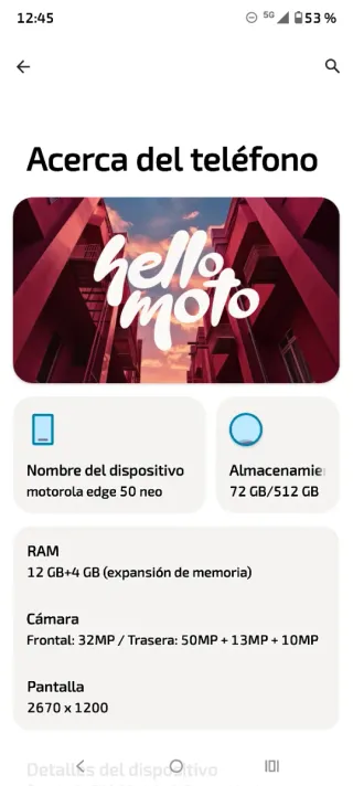 Motorola edge 50 neo 512GB Caja, carcasa, cargador