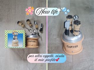 Set 4 Cucchiaini Caffè Ceramica con contenitore