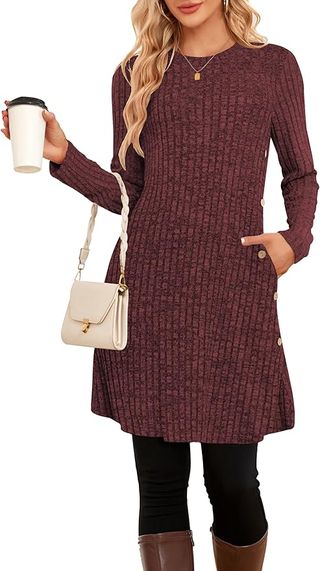 Vestido Jersey Mujer con Bolsillos Talla M