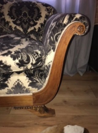 Sofá antiguo madera restaurado y tapizado