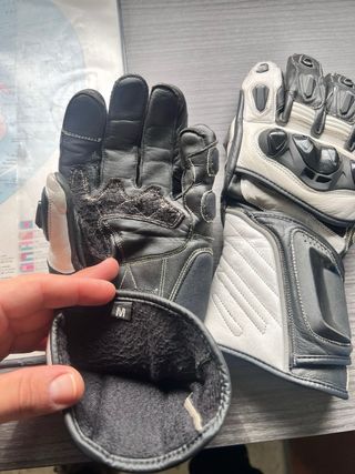 Guantes Moto Cuero Negro y Blanco
