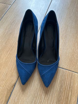Zapatos Zara tacón bajo azul T.38