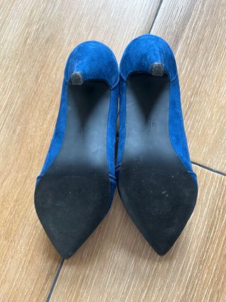 Zapatos Zara tacón bajo azul T.38