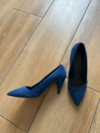 Zapatos Zara tacón bajo azul T.38