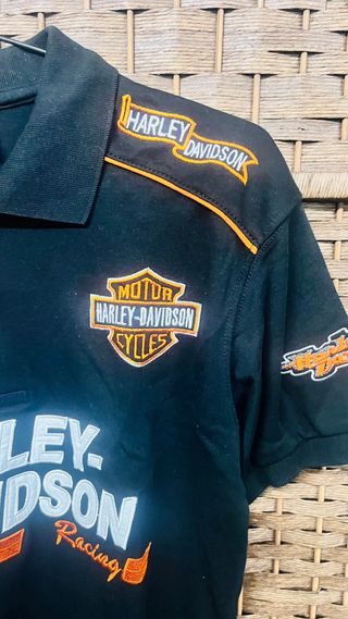 Polo Harley Davidson Vintage Negro Naranja