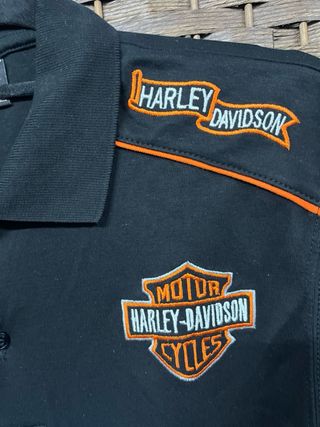 Polo Harley Davidson Vintage Negro Naranja