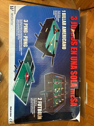 Juego 3 en 1: Billar, Futbolín y Ping Pong