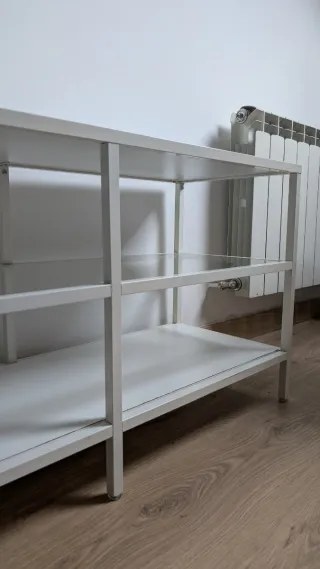 Mueble TV / Aparador Industrial Blanco y Cristal