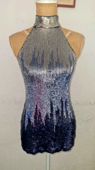 Top lentejuelas Bershka halter cuello alto