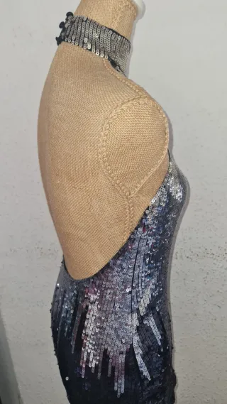 Top lentejuelas Bershka halter cuello alto